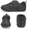 WateLves Toddler Little Kid Wide Barefoot The First Walking Shoes Girls Boys Leather Uniform Dress Shoes Lightweight Splay Naturally Minimalist Sneakers (Black, 23)