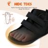 WateLves Toddler Little Kids Wide Barefoot Shoes Boys Girls Winter High Top Minimalist Sneakers Ankle Boots Leather Uniform Dress Shoes Naturally Splay(Black)