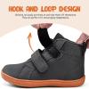 WateLves Toddler Little Kids Wide Barefoot Shoes Boys Girls Winter High Top Minimalist Sneakers Ankle Boots Leather Uniform Dress Shoes Naturally Splay(Dark Gray)