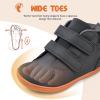 WateLves Toddler Little Kids Wide Barefoot Shoes Boys Girls Winter High Top Minimalist Sneakers Ankle Boots Leather Uniform Dress Shoes Naturally Splay(Dark Gray)