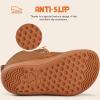 WateLves Toddler Little Kids Wide Barefoot Shoes Boys Girls Winter High Top Minimalist Sneakers Ankle Boots Leather Uniform Dress Shoes Naturally Splay(Dark Brown)