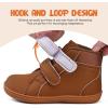 WateLves Toddler Little Kids Wide Barefoot Shoes Boys Girls Winter High Top Minimalist Sneakers Ankle Boots Leather Uniform Dress Shoes Naturally Splay(Dark Brown)