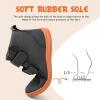 WateLves Toddler Little Kids Wide Barefoot Shoes Boys Girls Winter High Top Minimalist Sneakers Ankle Boots Leather Uniform Dress Shoes Naturally Splay(Dark Gray)