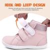 WateLves Toddler Little Kids Wide Barefoot Shoes Boys Girls Winter High Top Minimalist Sneakers Ankle Boots Leather Uniform Dress Shoes Naturally Splay(Pink)