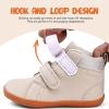 WateLves Toddler Little Kids Wide Barefoot Shoes Boys Girls Winter High Top Minimalist Sneakers Ankle Boots Leather Uniform Dress Shoes Naturally Splay(Beige)
