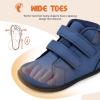 WateLves Toddler Little Kids Wide Barefoot Shoes Boys Girls Winter High Top Minimalist Sneakers Ankle Boots Leather Uniform Dress Shoes Naturally Splay(Navy)