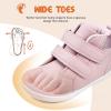 WateLves Toddler Little Kids Wide Barefoot Shoes Boys Girls Winter High Top Minimalist Sneakers Ankle Boots Leather Uniform Dress Shoes Naturally Splay(Pink)