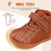 WateLves Toddler Little Kids Wide Barefoot Shoes Boys Girls Winter High Top Minimalist Sneakers Boots Walking Shoes for Indoor Outdoor | Naturally Splay | Flexible Fit(Brown)