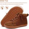 WateLves Toddler Little Kids Wide Barefoot Shoes Girls Boys Lightweight Boots Minimalist High Top Walking Shoes Breathable Comfort-Forward Ankle Support(Brown)