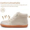WateLves Toddler Little Kids Wide Barefoot Shoes Girls Boys Lightweight Boots Minimalist High Top Walking Shoes Breathable Comfort-Forward Ankle Support(Beige)
