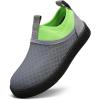 WateLves Toddler Water Shoes Kids Boys and Girls – Quick-Dry Multi-Purpose Casual Water Sneakers Slip On with Drainage Holes for Swim Walking Beach Vacation Essentials(Gray/Green)
