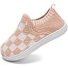 WateLves Wide Toddler Barefoot Shoes Little Boys Girls Slip On Shoes Quick Dry Lightweight Breathable Walking Shoes(Checkerboard Brown)