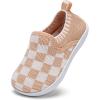 WateLves Wide Toddler Barefoot Shoes Little Boys Girls Slip On Shoes Quick Dry Lightweight Breathable Walking Shoes(Checkerboard Brown)