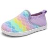 WateLves Wide Toddler Barefoot Shoes Little Boys Girls Slip On Shoes Quick Dry Lightweight Breathable Walking Shoes(Purple Fish Scales)