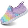 WateLves Wide Toddler Barefoot Shoes Little Boys Girls Slip On Shoes Quick Dry Lightweight Breathable Walking Shoes(Purple Fish Scales)