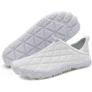 WateLves Barefoot Water Shoes Women Men Breathable Wide Toe Slip On Beach Walking Shoes Comfortable Travel Minimalist Zero Drop Sneakers(White)