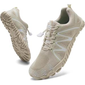 WateLves Barefoot Water Shoes Women Men Breathable Wide Width Toe Box Beach Walking Shoes Comfortable Slip On Minimalist Sneakers for Travel Hiking(A-beige)