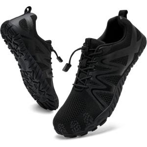 WateLves Barefoot Water Shoes Women Men Breathable Wide Width Toe Box Beach Walking Shoes Comfortable Slip On Minimalist Sneakers for Travel Hiking(A-black)
