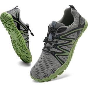 WateLves Barefoot Water Shoes Women Men Breathable Wide Width Toe Box Beach Walking Shoes Comfortable Slip On Minimalist Sneakers for Travel Hiking(A-grey/Green)