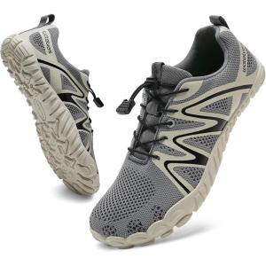 WateLves Barefoot Water Shoes Women Men Breathable Wide Width Toe Box Beach Walking Shoes Comfortable Slip On Minimalist Sneakers for Travel Hiking(A-white/Grey)