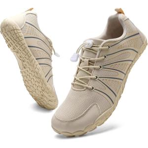 WateLves Barefoot Water Shoes Women Men Breathable Wide Width Toe Box Beach Walking Shoes Comfortable Slip On Minimalist Sneakers for Travel Hiking(B-beige)