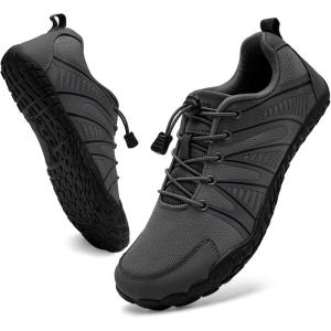 WateLves Barefoot Water Shoes Women Men Breathable Wide Width Toe Box Beach Walking Shoes Comfortable Slip On Minimalist Sneakers for Travel Hiking(B-dark Grey)