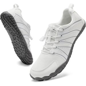 WateLves Barefoot Water Shoes Women Men Breathable Wide Width Toe Box Beach Walking Shoes Comfortable Slip On Minimalist Sneakers for Travel Hiking(B-white)