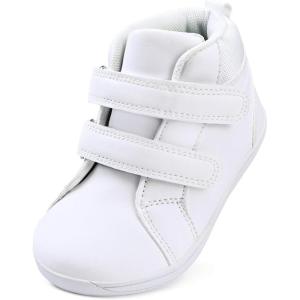 WateLves Toddler Little Kids Wide Barefoot Shoes Boys Girls Winter High Top Minimalist Sneakers Ankle Boots Leather Uniform Dress Shoes Naturally Splay(Pure White)