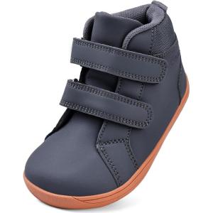 WateLves Toddler Little Kids Wide Barefoot Shoes Boys Girls Winter High Top Minimalist Sneakers Ankle Boots Leather Uniform Dress Shoes Naturally Splay(Dark Gray)