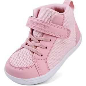 WateLves Toddler Little Kids Wide Barefoot Shoes Boys Girls Winter High Top Minimalist Sneakers Boots Walking Shoes for Indoor Outdoor | Naturally Splay | Flexible Fit(Pink)