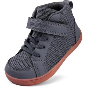 WateLves Toddler Little Kids Wide Barefoot Shoes Boys Girls Winter High Top Minimalist Sneakers Boots Walking Shoes for Indoor Outdoor | Naturally Splay | Flexible Fit(Dark Gray)