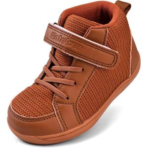 WateLves Toddler Little Kids Wide Barefoot Shoes Boys Girls Winter High Top Minimalist Sneakers Boots Walking Shoes for Indoor Outdoor | Naturally Splay | Flexible Fit(Brown)