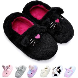 WateLves Toddler Slippers Unisex-Child Full Wrapped Bedroom Slipper Boys Girls Comfortable Winter House Shoes(Toddler/Little Kid/Big Kid)(Black Cat)