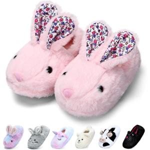 WateLves Toddler Slippers Unisex-Child Full Wrapped Bedroom Slipper Boys Girls Comfortable Winter House Shoes(Toddler/Little Kid/Big Kid)(Pink Bunny)