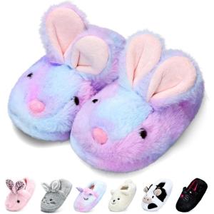 WateLves Toddler Slippers Unisex-Child Full Wrapped Bedroom Slipper Boys Girls Comfortable Winter House Shoes(Toddler/Little Kid/Big Kid)(Tie-dye Bunny)