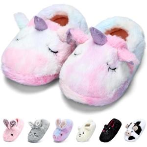 WateLves Toddler Slippers Unisex-Child Full Wrapped Bedroom Slipper Boys Girls Comfortable Winter House Shoes(Toddler/Little Kid/Big Kid)(Tie-dye Unicorn)