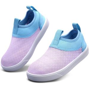 WateLves Toddler Water Shoes Kids Boys and Girls – Quick-Dry Multi-Purpose Casual Water Sneakers Slip On with Drainage Holes for Swim Walking Beach Vacation Essentials(Pink/Blue)