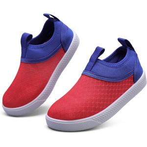 WateLves Toddler Water Shoes Kids Boys and Girls – Quick-Dry Multi-Purpose Casual Water Sneakers Slip On with Drainage Holes for Swim Walking Beach Vacation Essentials(Red/Blue)