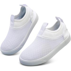 WateLves Toddler Water Shoes Kids Boys and Girls – Quick-Dry Multi-Purpose Casual Water Sneakers Slip On with Drainage Holes for Swim Walking Beach Vacation Essentials(White)