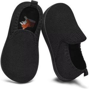 WateLves Wide Toddler Barefoot Shoes Little Boys Girls Slip On Shoes Quick Dry Lightweight Breathable Walking Shoes(Black)