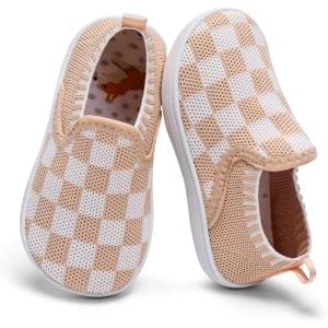 WateLves Wide Toddler Barefoot Shoes Little Boys Girls Slip On Shoes Quick Dry Lightweight Breathable Walking Shoes(Checkerboard Brown)
