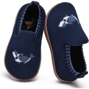 WateLves Wide Toddler Barefoot Shoes Little Boys Girls Slip On Shoes Quick Dry Lightweight Breathable Walking Shoes(Dark Blue Shark)