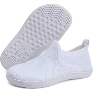WateLves Wide Toddler Barefoot Shoes Little Boys Girls Slip On Shoes Quick Dry Lightweight Breathable Walking Shoes(White)