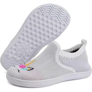 WateLves Wide Toddler Barefoot Shoes Little Boys Girls Slip On Shoes Quick Dry Lightweight Breathable Walking Shoes(White Unicorn)