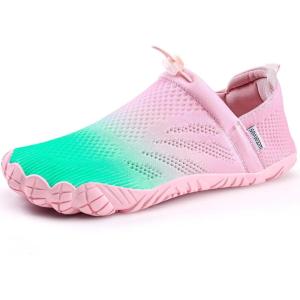 WateLves Water Shoes for Men Women – Comfortable Lightweight Barefoot Shoes for Beach Swim Pool Yoga Boating Water Aerobics(Pink Green)