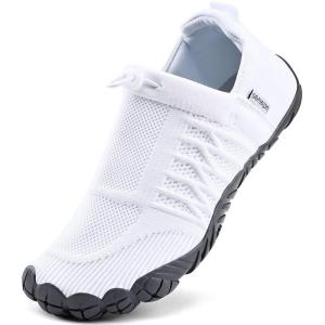 WateLves Barefoot Water Shoes Women Men Minimalist Walking Hiking Shoes Comfortable Sneakers for Trekking | Trail Running | Climbing(White-dark Gray)