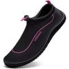 WateLves Water Shoes Womens Mens Multi-Purpose Barefoot Shoes Beach Swim Yoga Aqua Socks with Adjustable Buckle Thick Sole for Indoor Outdoor(Black Pink)