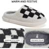 WateLves Women’s Pillow Warm Memory Foam Slippers Comfortable Cute House Shoes Lightweight Fuzzy Christmas Slippers(Black White Chessboard)