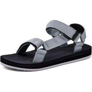 WateLves Men’s Sandals Hiking-Sport-Sandals with Adjustable Webbing Lightweight Water-Athletic-Beach-Sandals for Walking-Fishing-Travel-Trekking-Camping(Dark Grey)