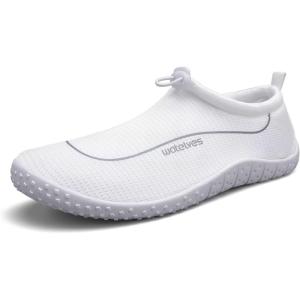 WateLves Water Shoes Womens Mens Multi-Purpose Barefoot Shoes Beach Swim Yoga Aqua Socks with Adjustable Buckle Thick Sole for Indoor Outdoor(White)